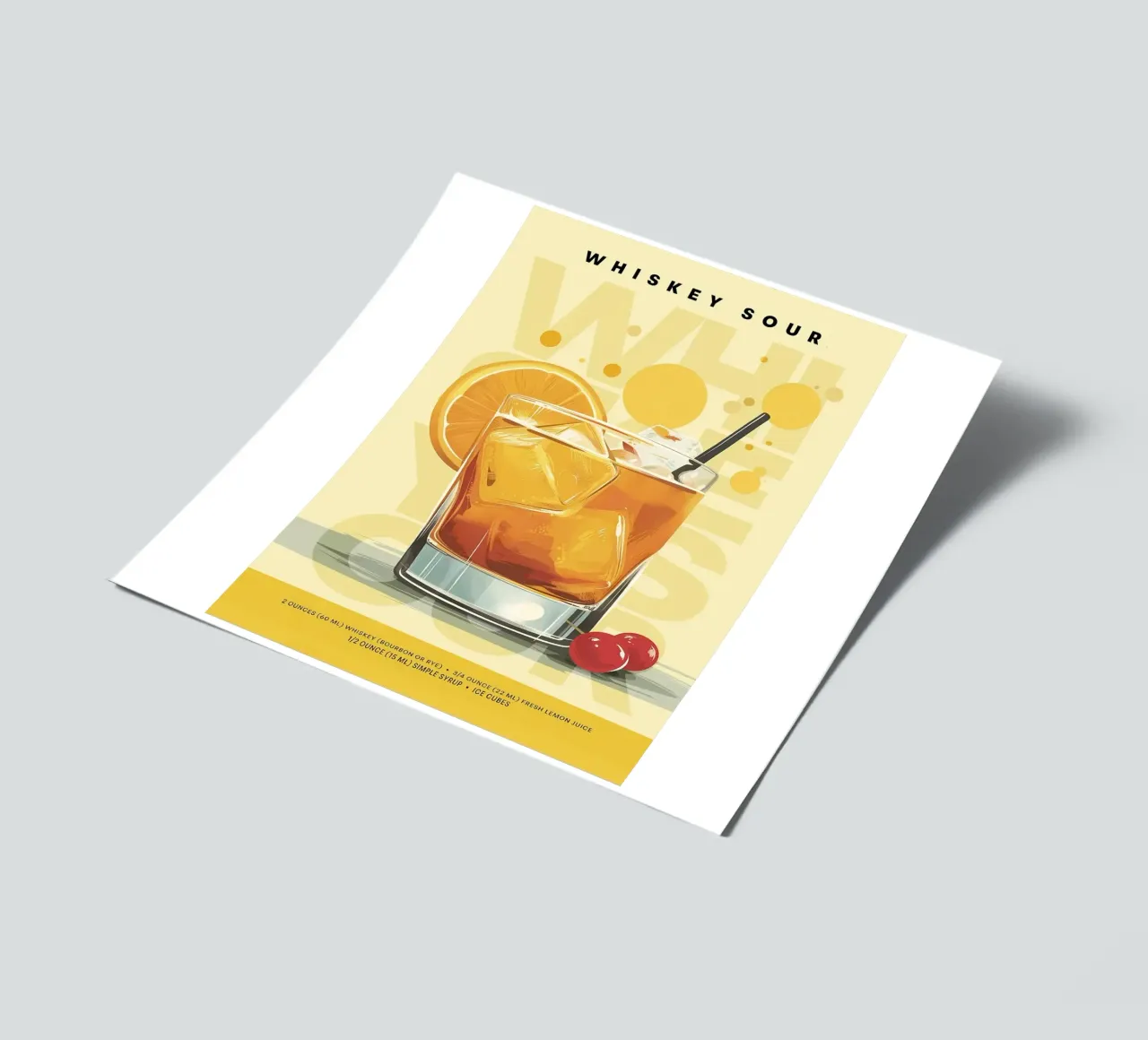 Whiskey Sour classico foglio adesivo da kakaka