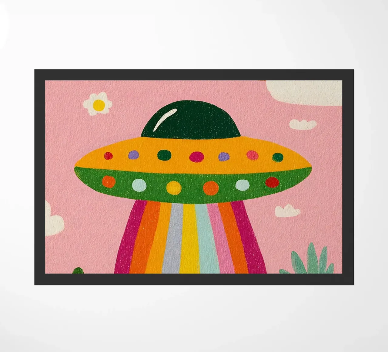 UFO colorato in un paesaggio rosa zerbino da kakaka