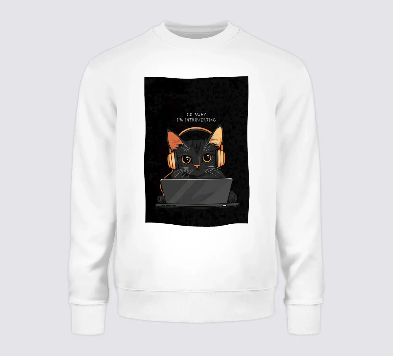 Gato introvertido con portátil sudadera de kakaka