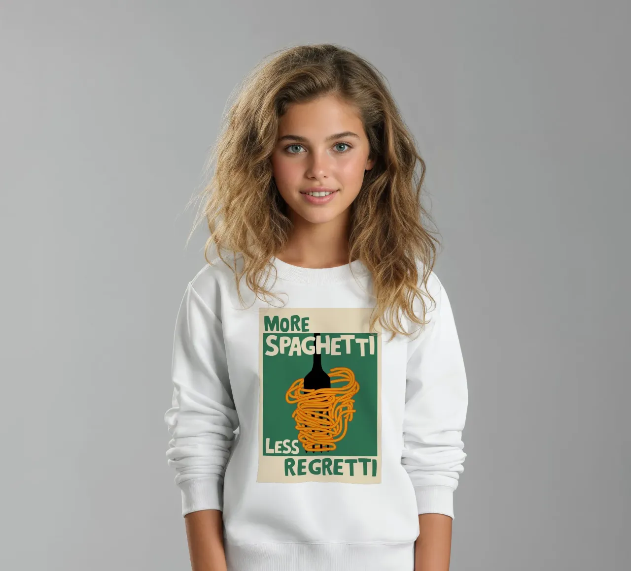 More Spaghetti, Less Regretti Poster felpa bambino da kakaka