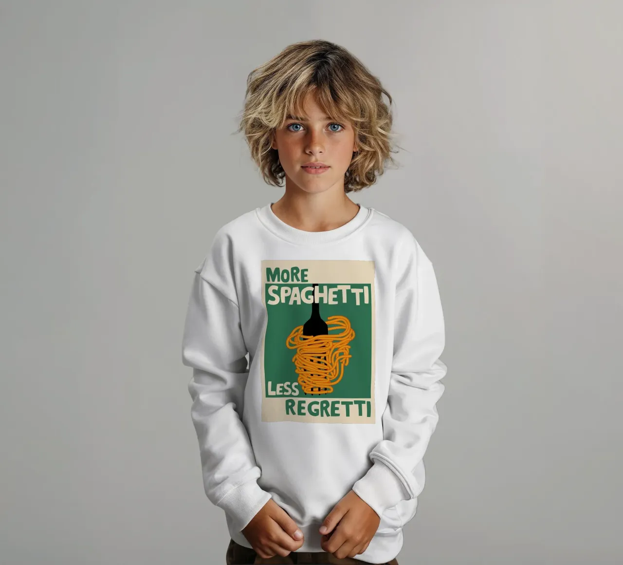 More Spaghetti, Less Regretti Poster felpa bambino da kakaka