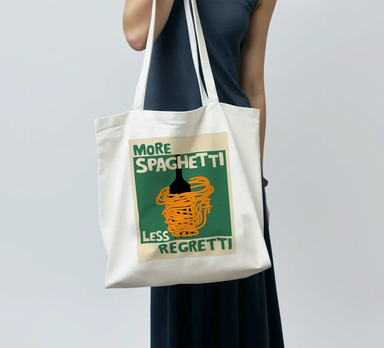 More Spaghetti, Less Regretti Poster borsa in juta da kakaka