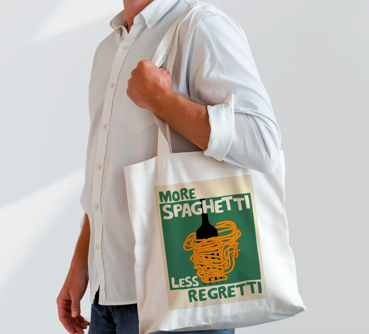 More Spaghetti, Less Regretti Poster borsa in juta da kakaka