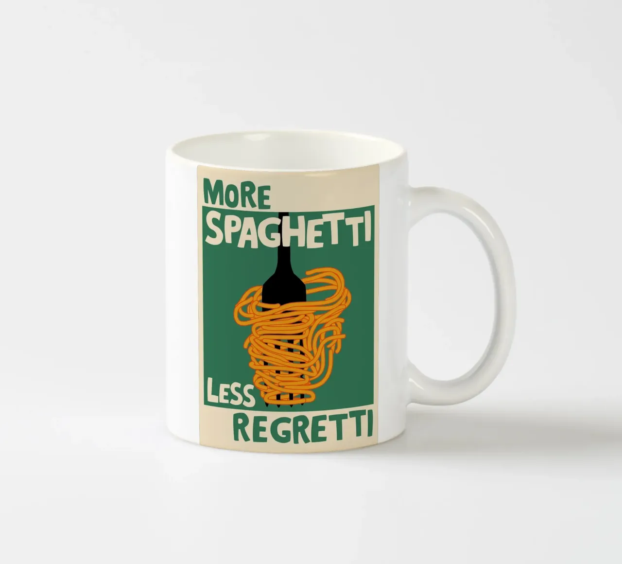 More Spaghetti, Less Regretti Poster tazza in ceramica da kakaka
