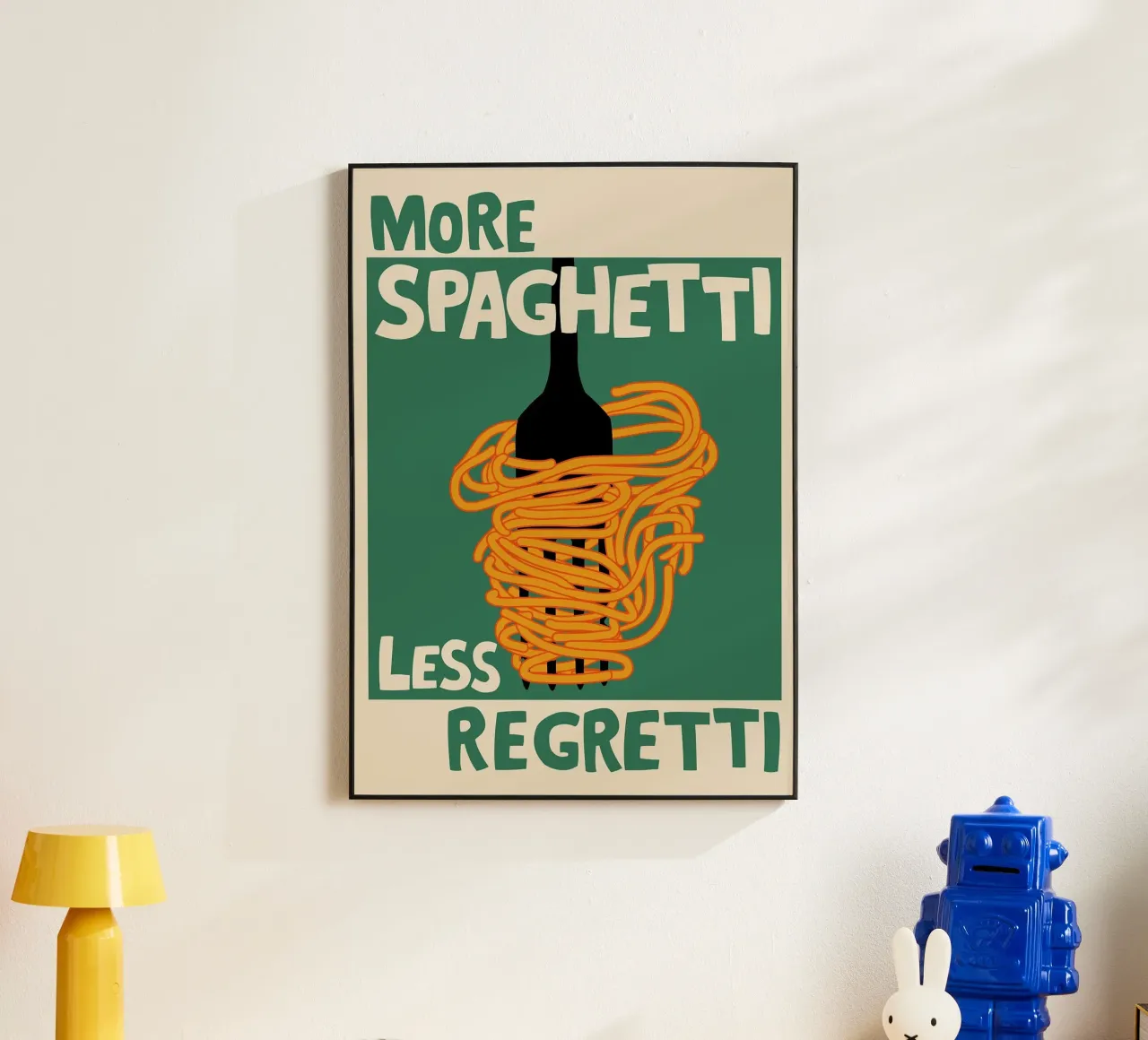 More Spaghetti, Less Regretti Poster alluminio dibond da kakaka
