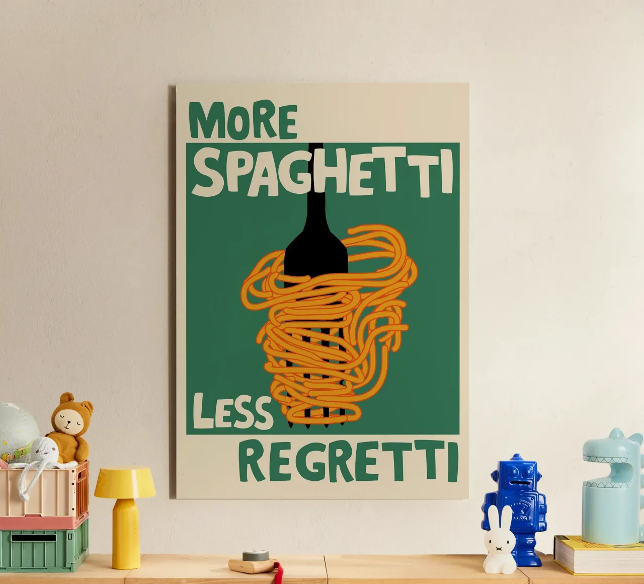 More Spaghetti, Less Regretti Poster alluminio dibond da kakaka