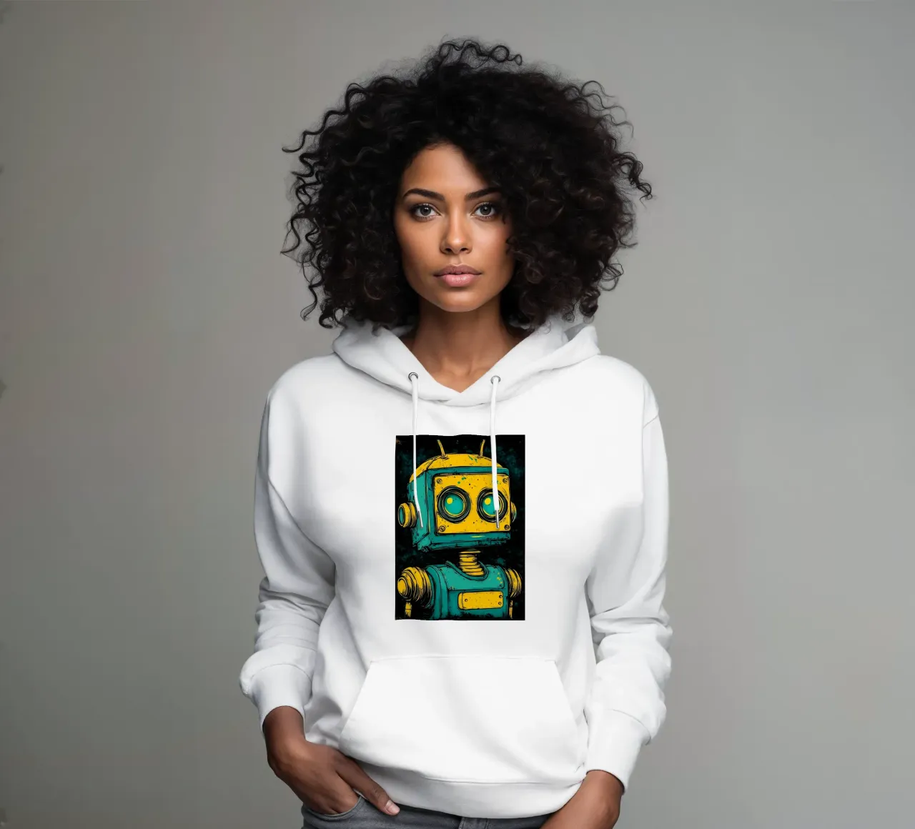 Robot rétro Illustration pop art sweat à capuche de kakaka