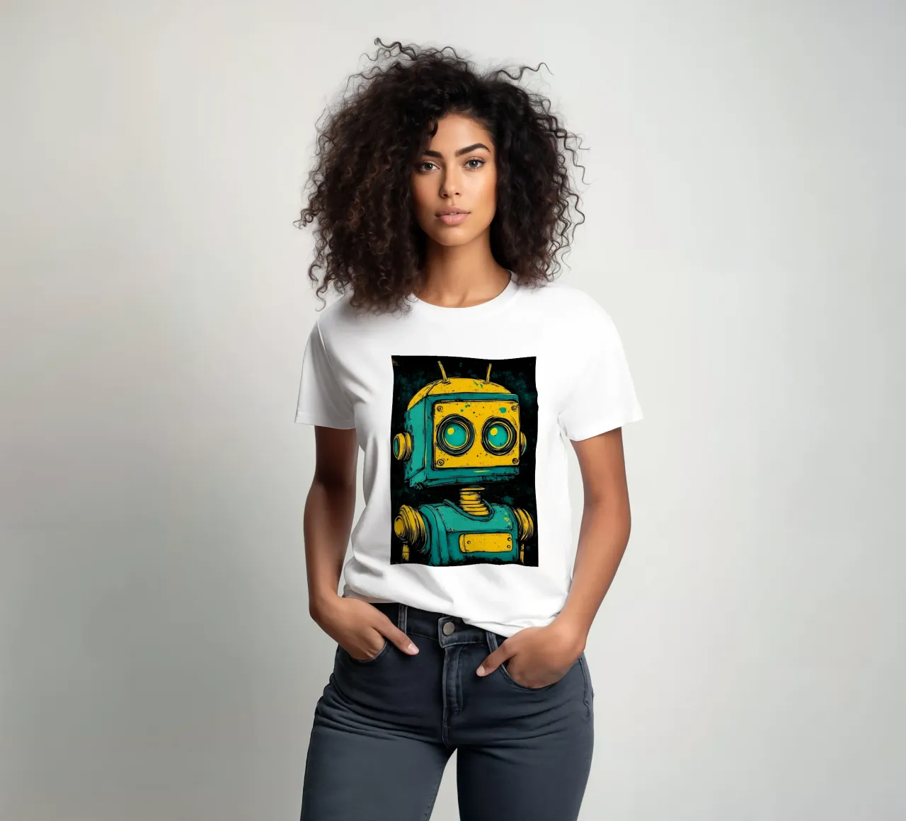 Illustrazione di robot retrò pop art t-shirt da kakaka