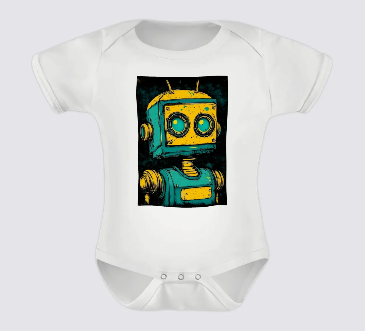 Retro-Roboter Illustration Pop-Art Kurzarm Babybody von kakaka