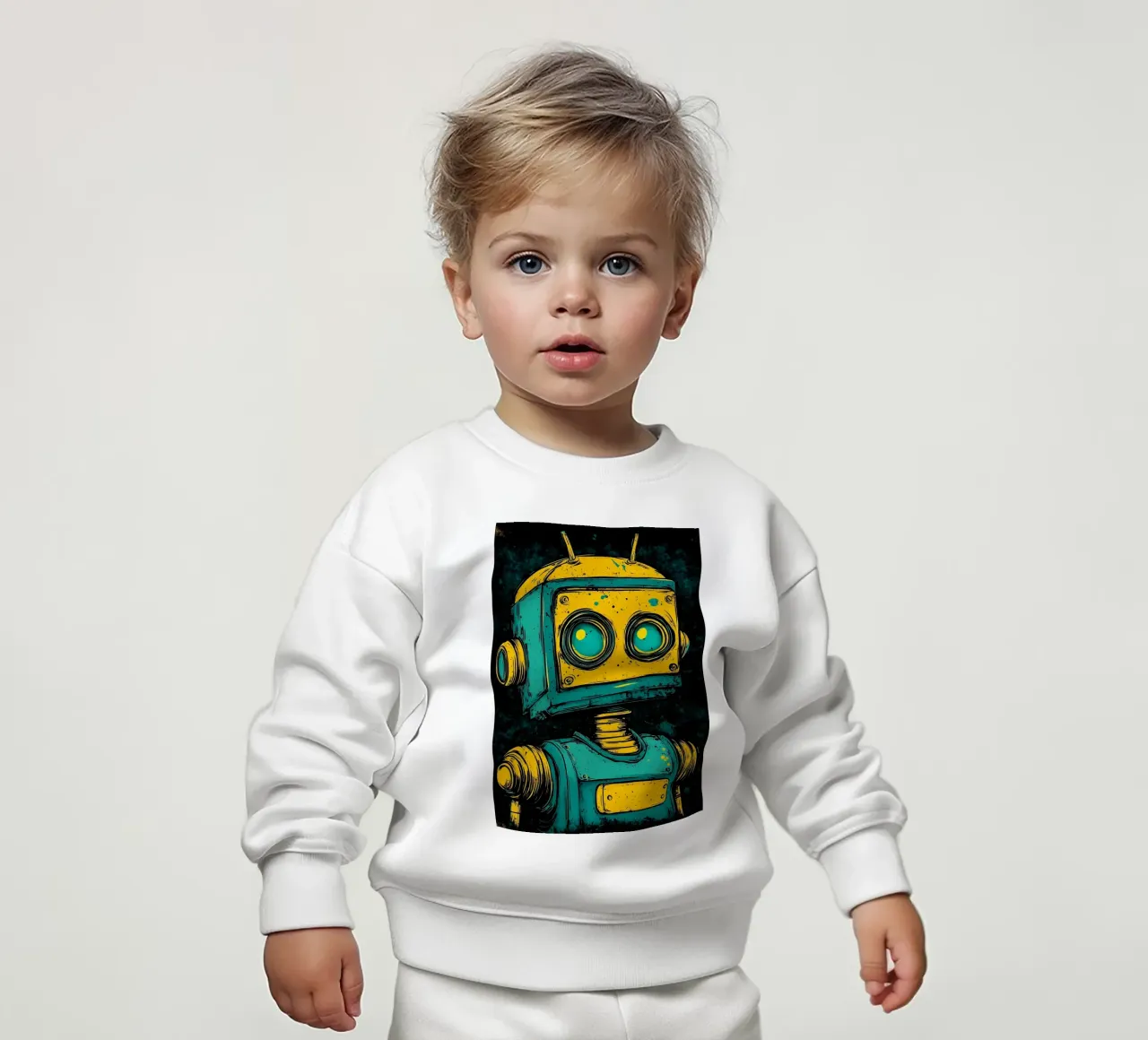 Illustrazione di robot retrò pop art felpa neonato da kakaka