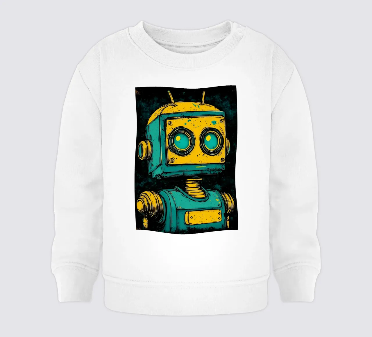 Illustrazione di robot retrò pop art felpa neonato da kakaka