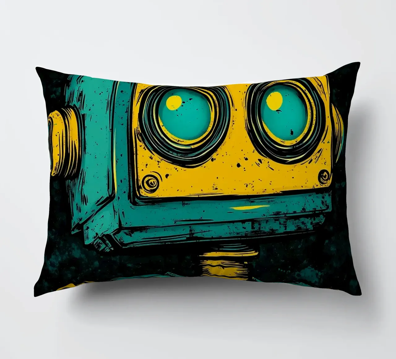 Illustrazione di robot retrò pop art cuscino da kakaka