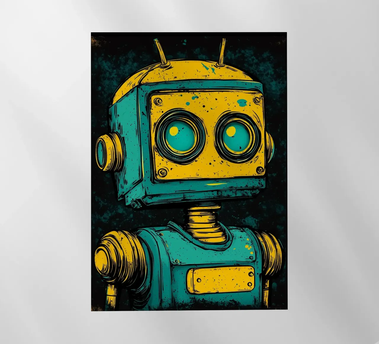 Illustrazione di robot retrò pop art pellicola backlit da kakaka