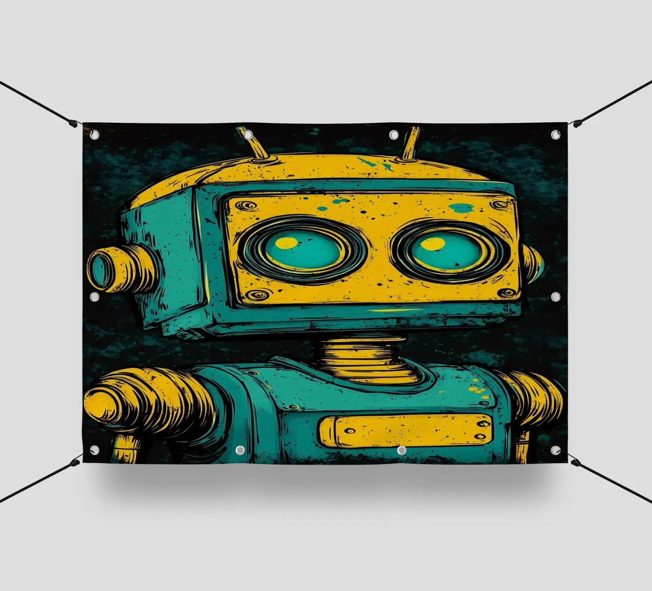 Illustrazione di robot retrò pop art telo in pvc da kakaka