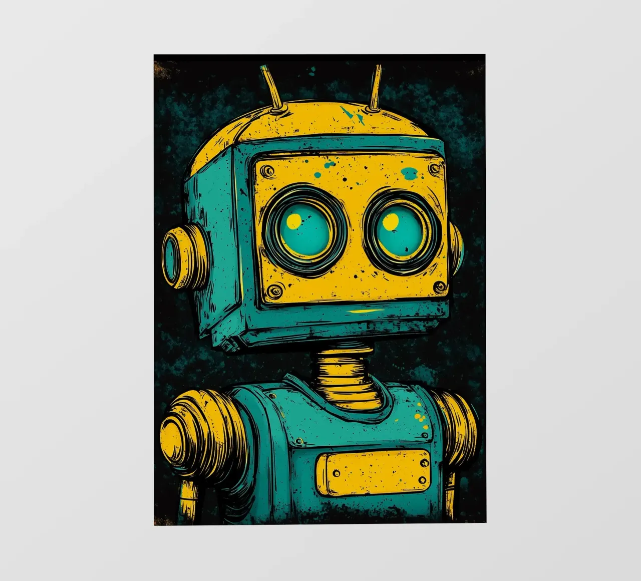 Illustrazione di robot retrò pop art telo in pvc da kakaka