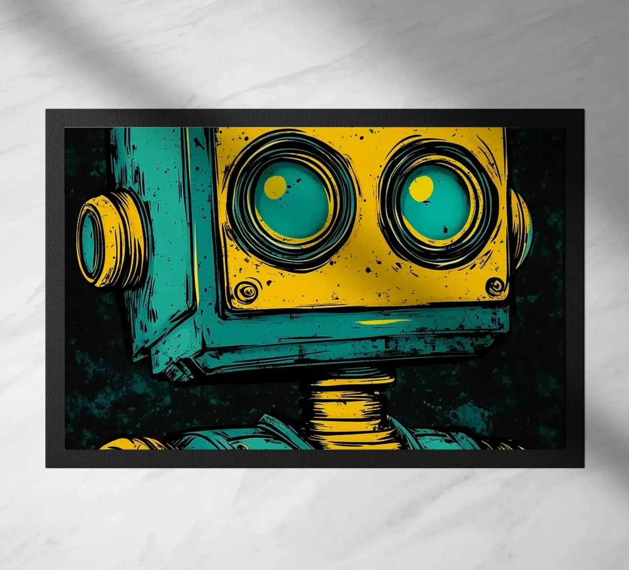 Illustrazione di robot retrò pop art zerbino da kakaka