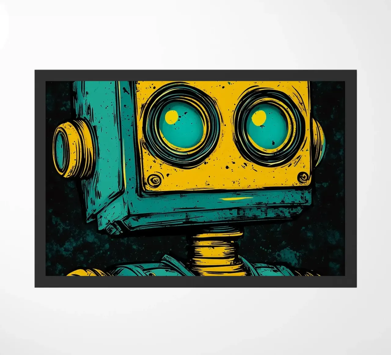 Illustrazione di robot retrò pop art zerbino da kakaka