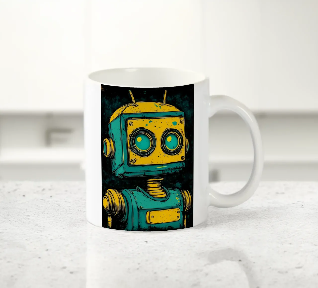 Illustrazione di robot retrò pop art tazza in ceramica da kakaka