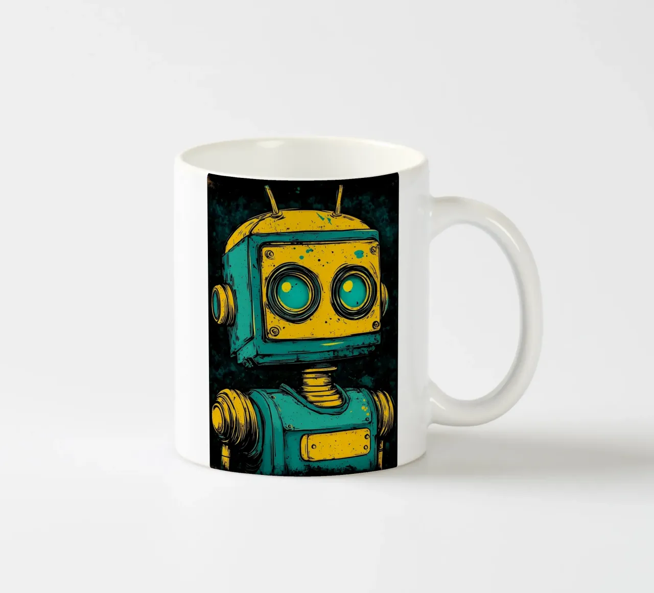 Illustrazione di robot retrò pop art tazza in ceramica da kakaka