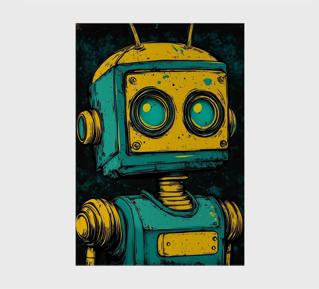 Illustrazione di robot retrò pop art diario da kakaka