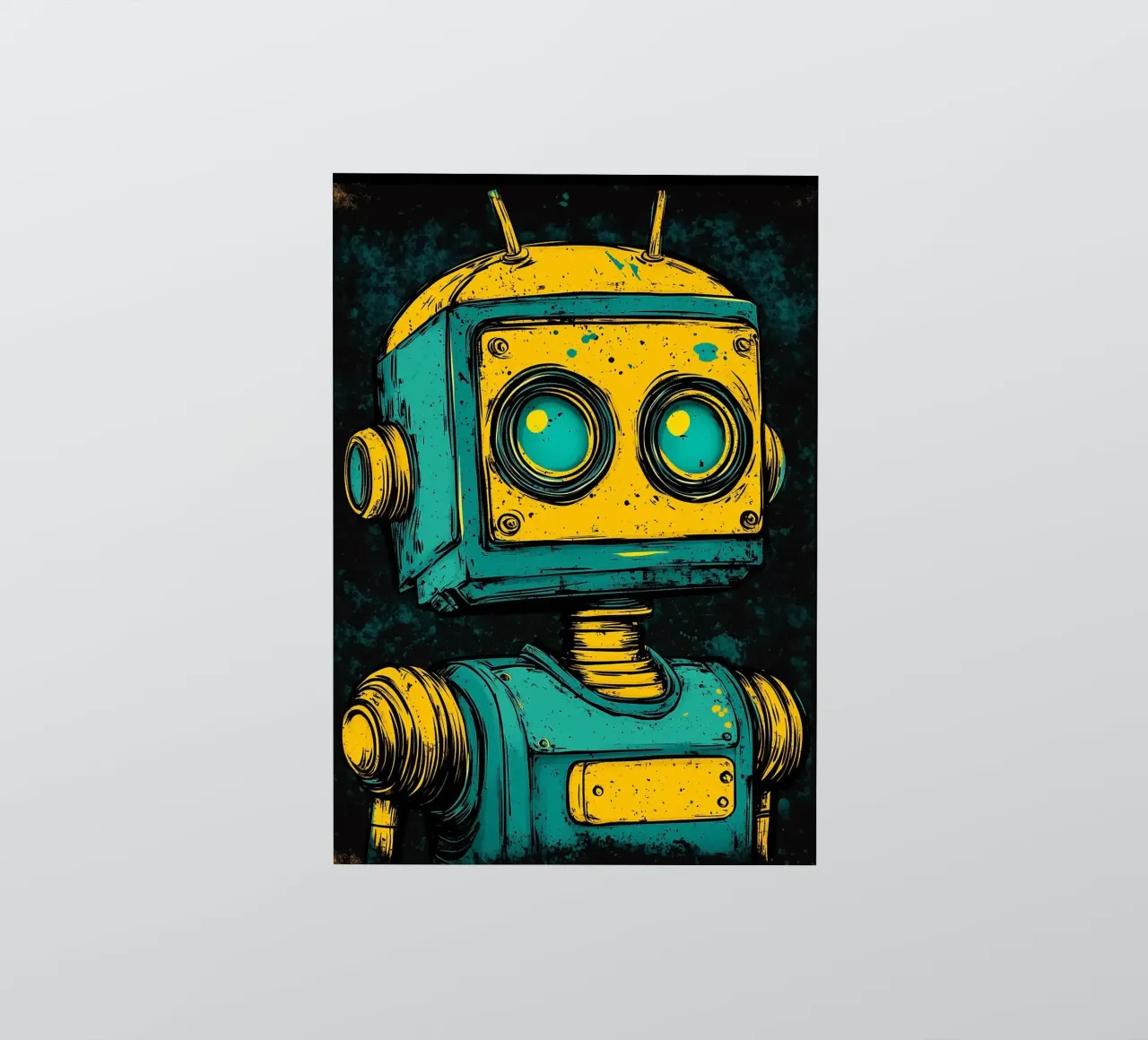 Illustrazione di robot retrò pop art adesivo da kakaka