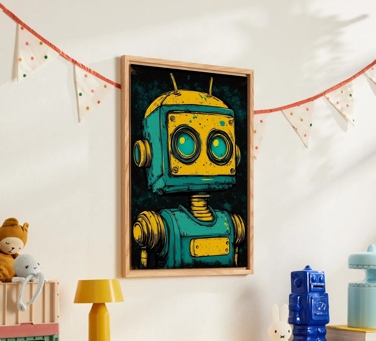 Illustrazione di robot retrò pop art plexiglass da kakaka