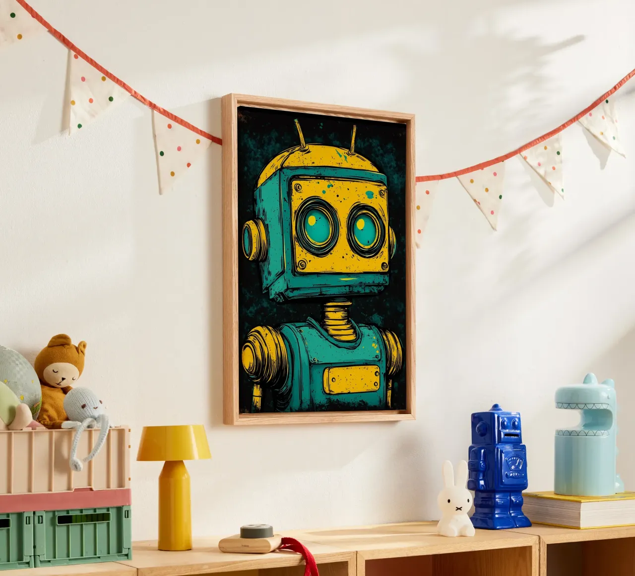 Retro Robot Illustratie pop-art canvas van kakaka