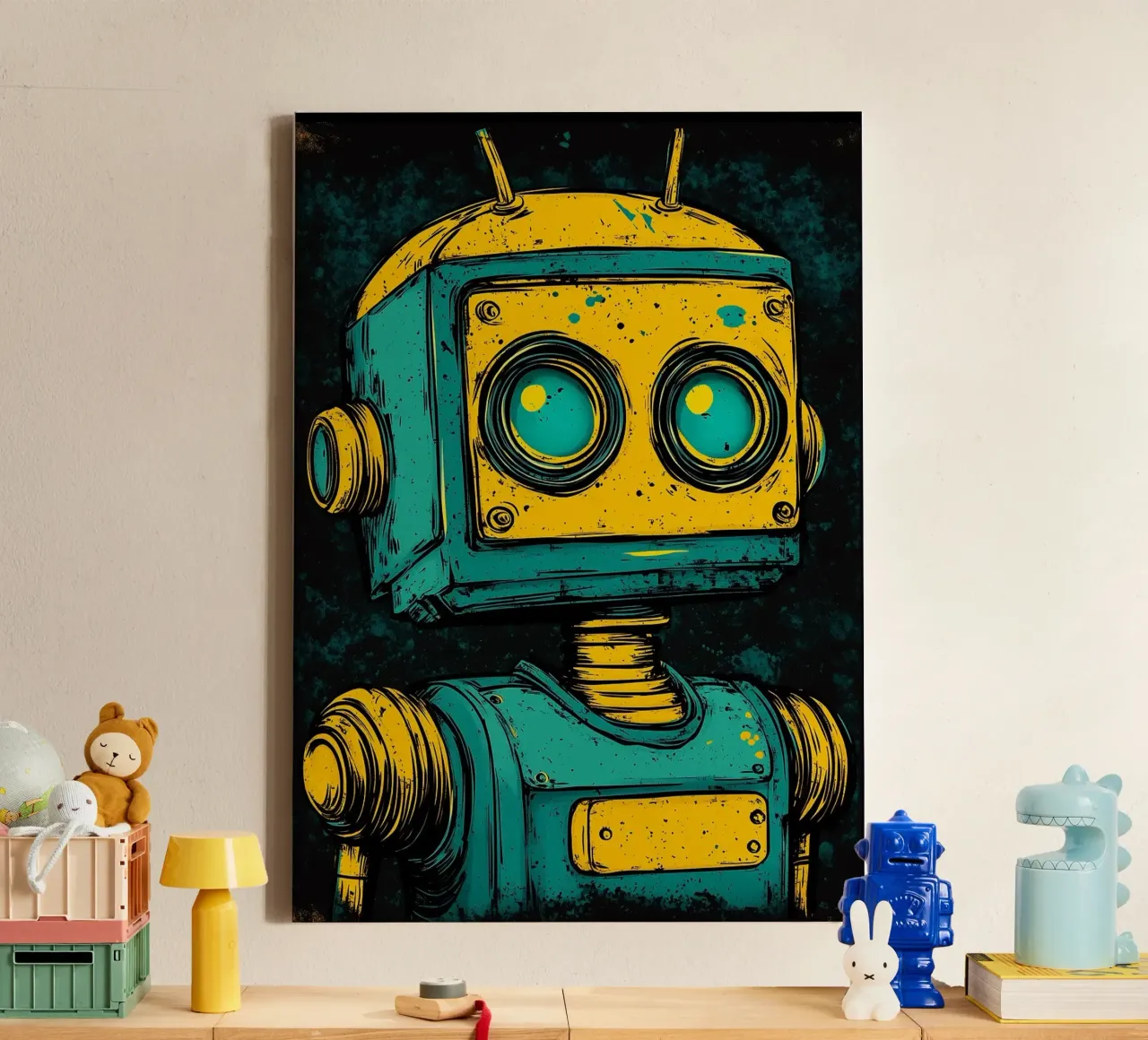 Retro Robot Illustratie pop-art canvas van kakaka