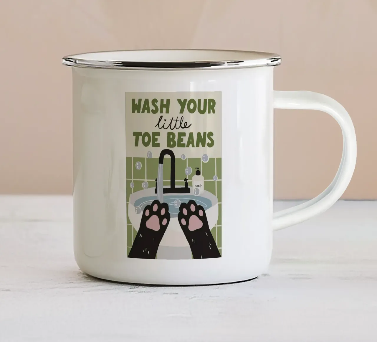 Lavare i fagioli delle dita dei piedi tazza in smalto da kakaka