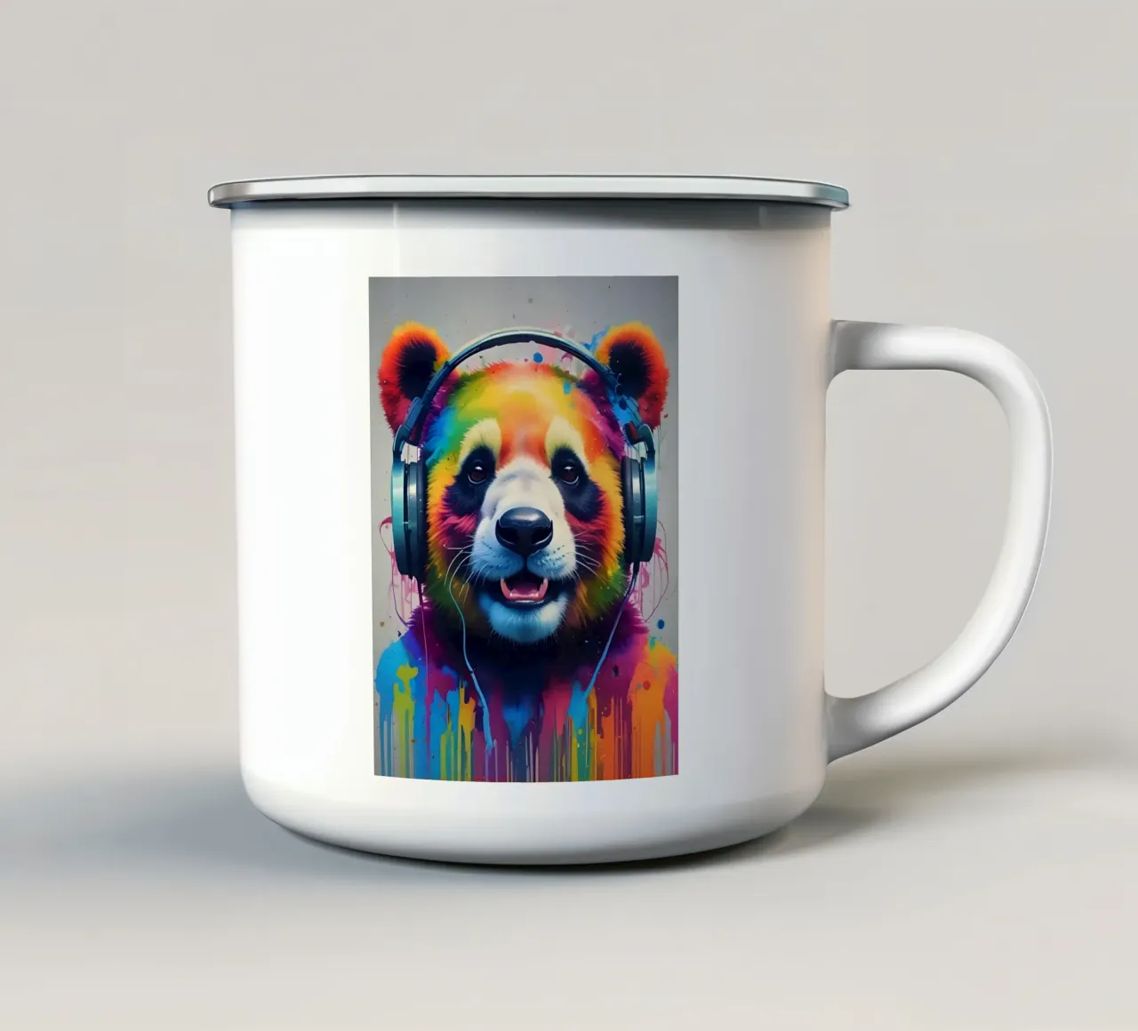 Musica per panda colorati al neon tazza in smalto da MakArena