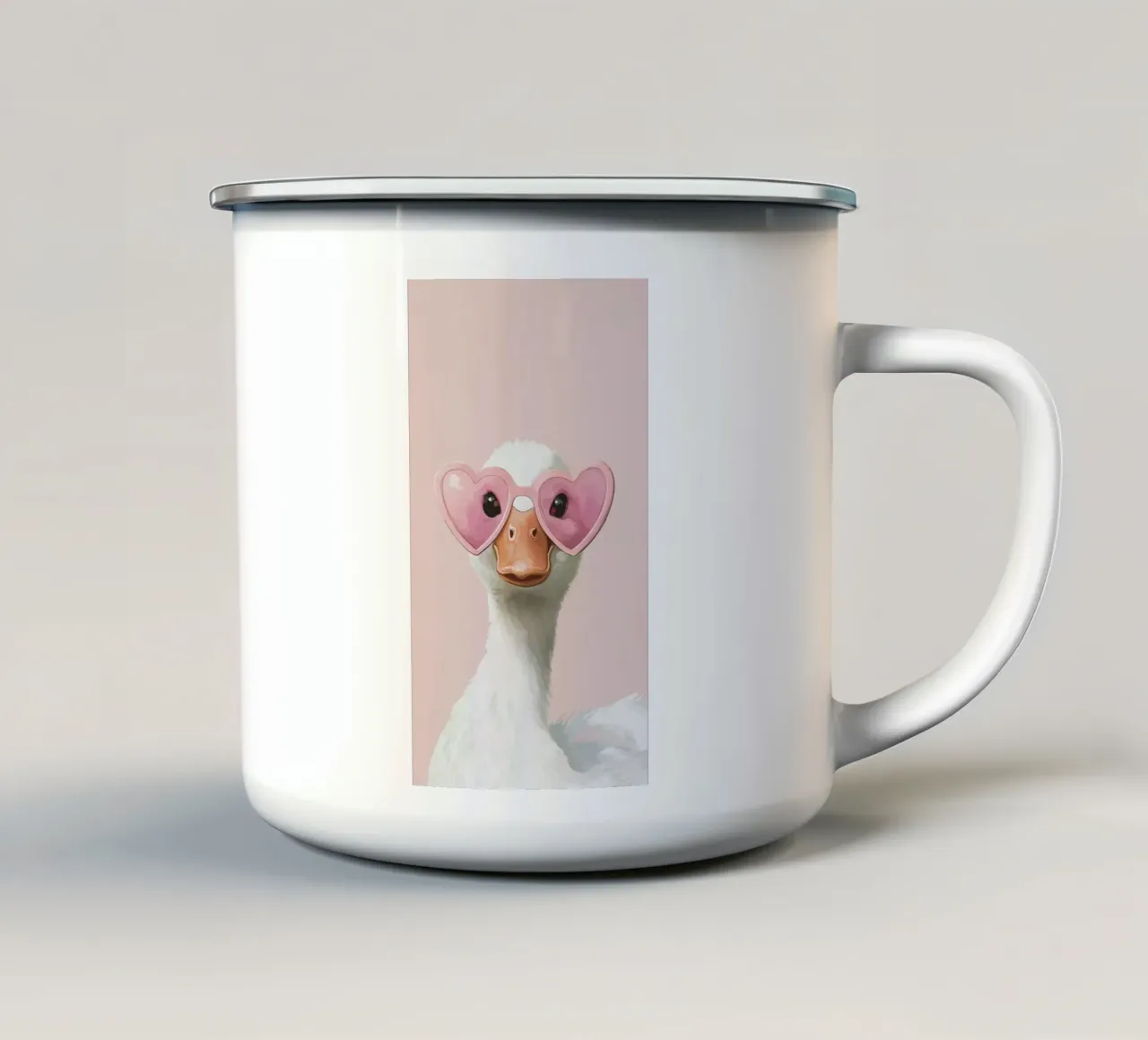 Anatra rosa tazza in smalto da Nina Wolf