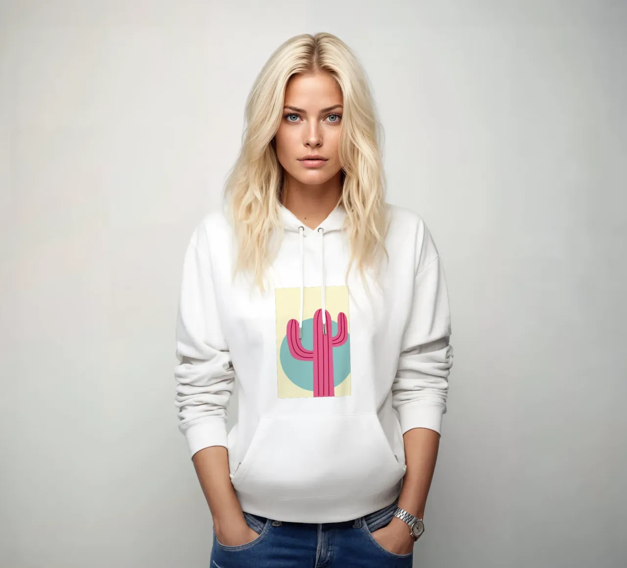 cactus rosa felpa con cappuccio da Nina Wolf