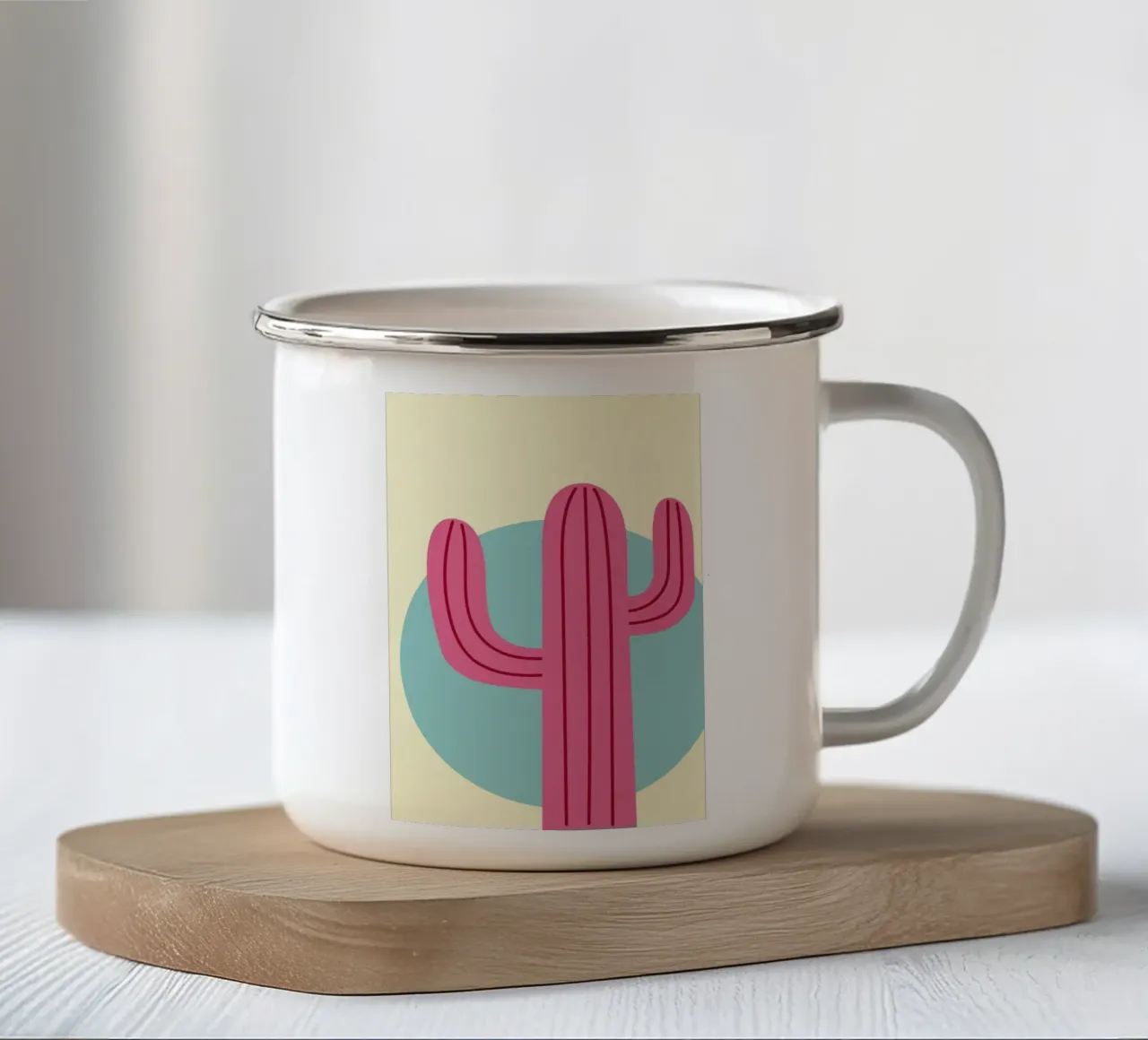 cactus rosa tazza in smalto da Nina Wolf