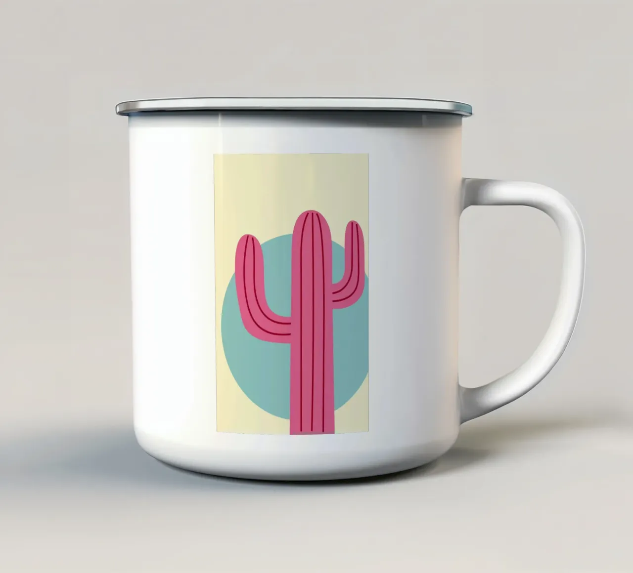 cactus rosa tazza in smalto da Nina Wolf