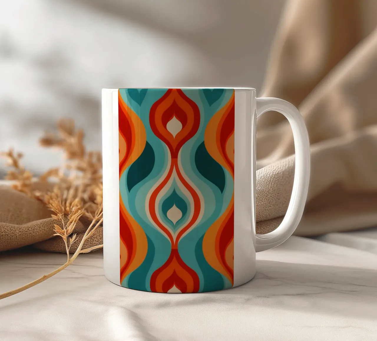 Modello di design psichedelico retrò anni '70 tazza in ceramica da Autofocus