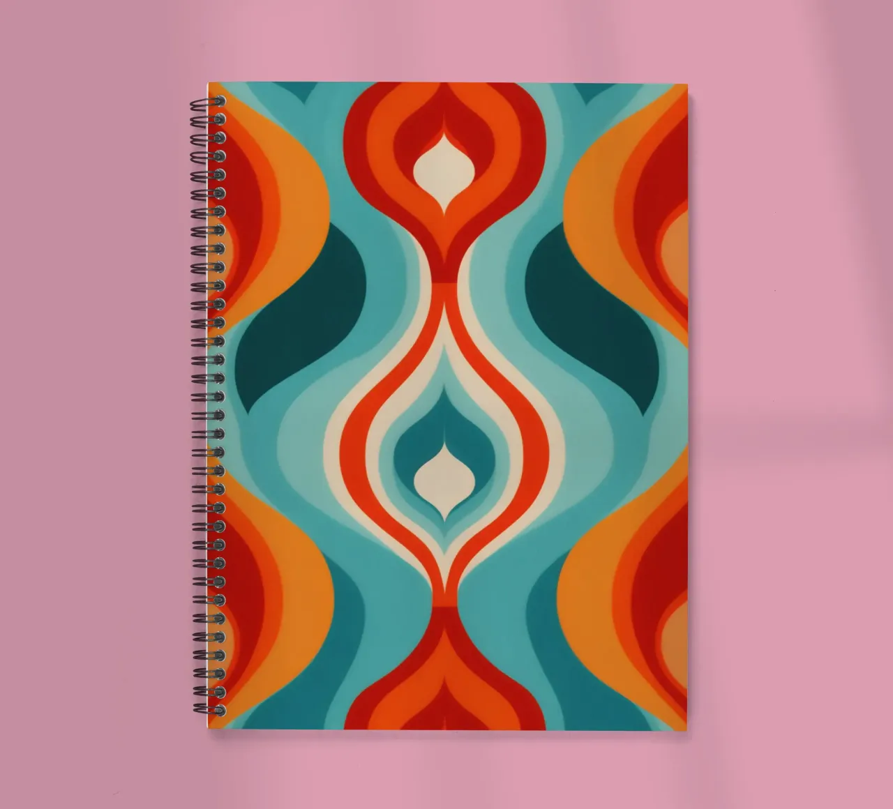 Psychedelic 70s retro design pattern spiral notebook by Autofocus