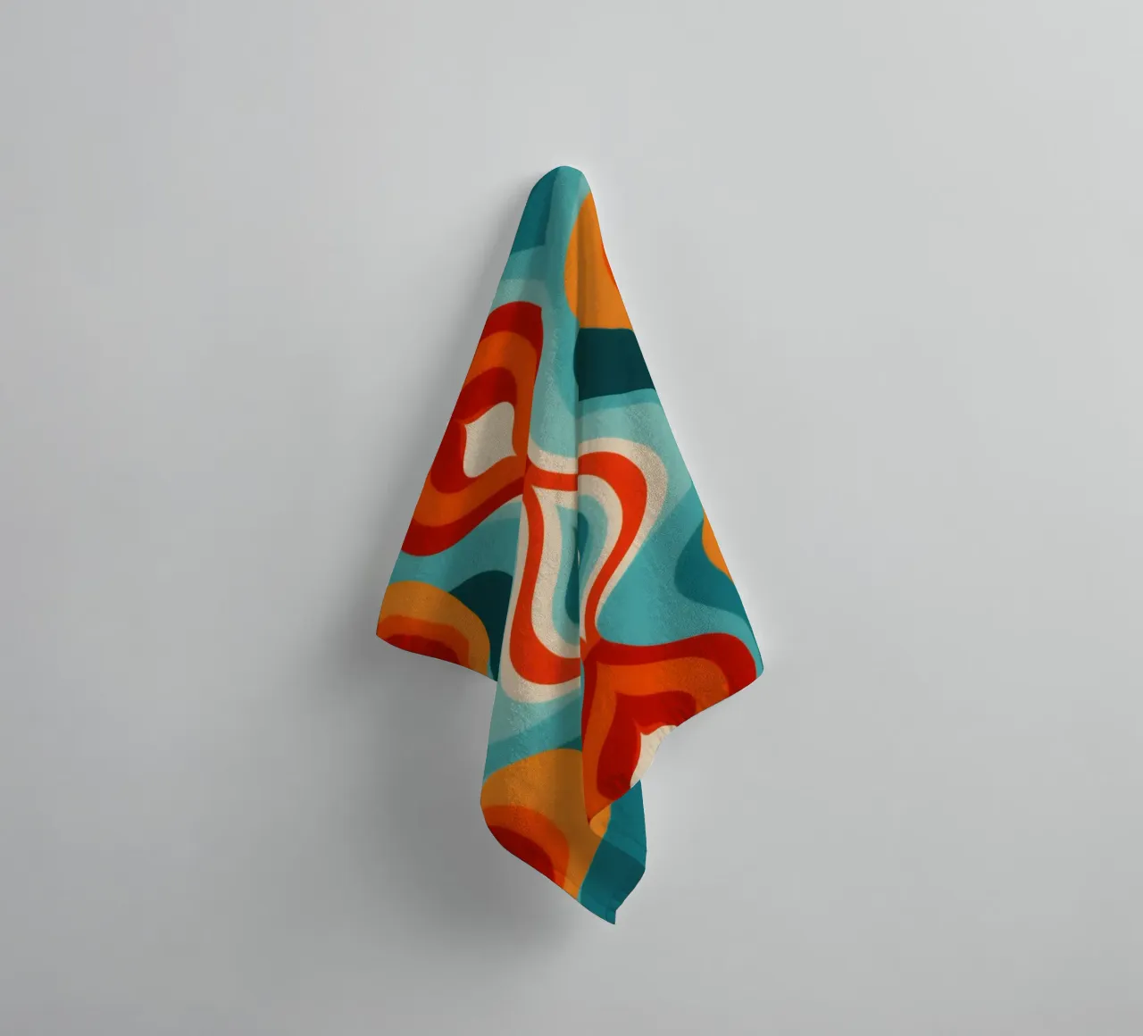 Psychedelisches 70er Jahre Retro Design Muster Handtuch von Autofocus