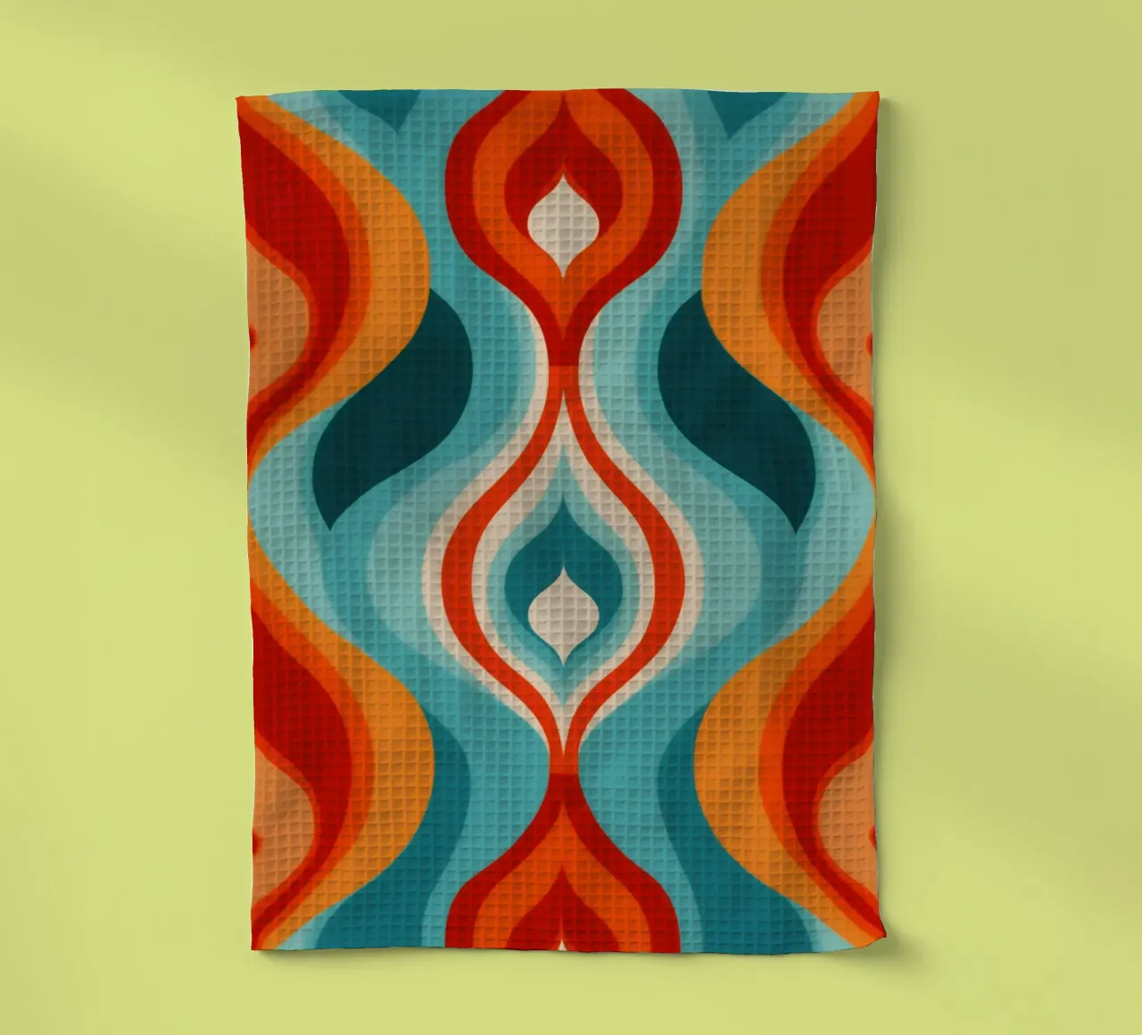 Psychedelic 70s retro design pattern tea towel by Autofocus