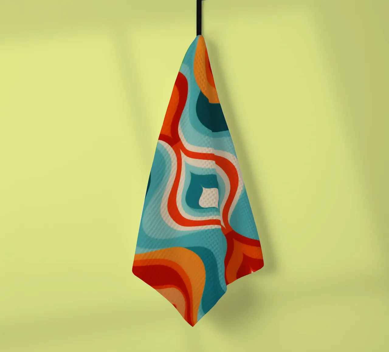 Psychedelic 70s retro design pattern tea towel by Autofocus