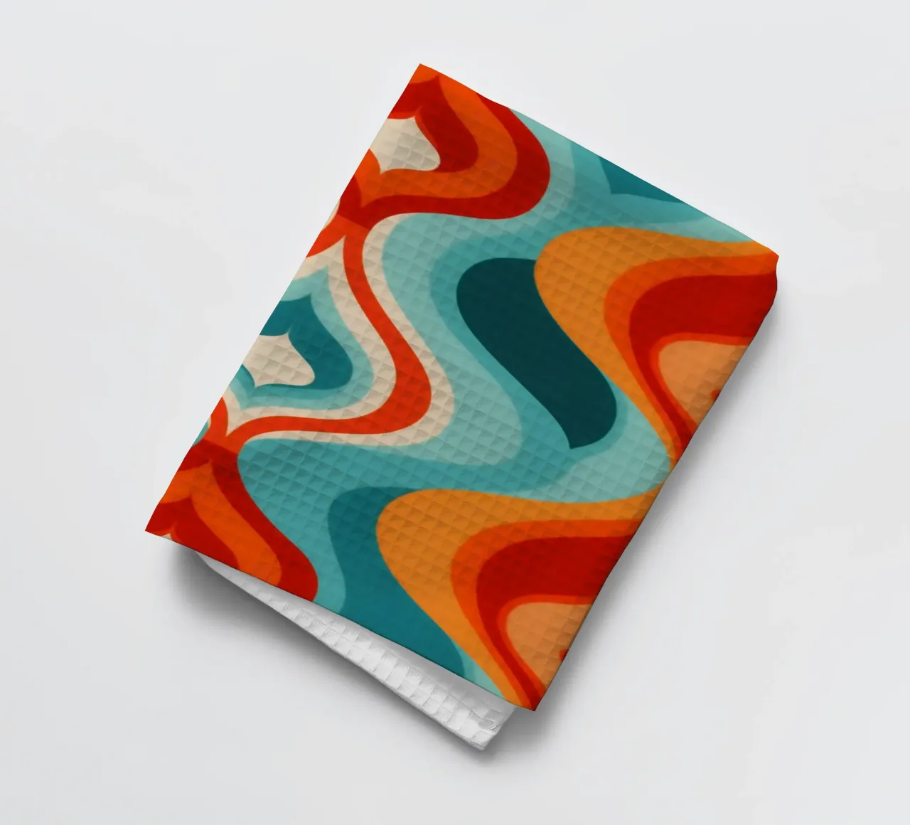 Psychedelic 70s retro design pattern tea towel by Autofocus