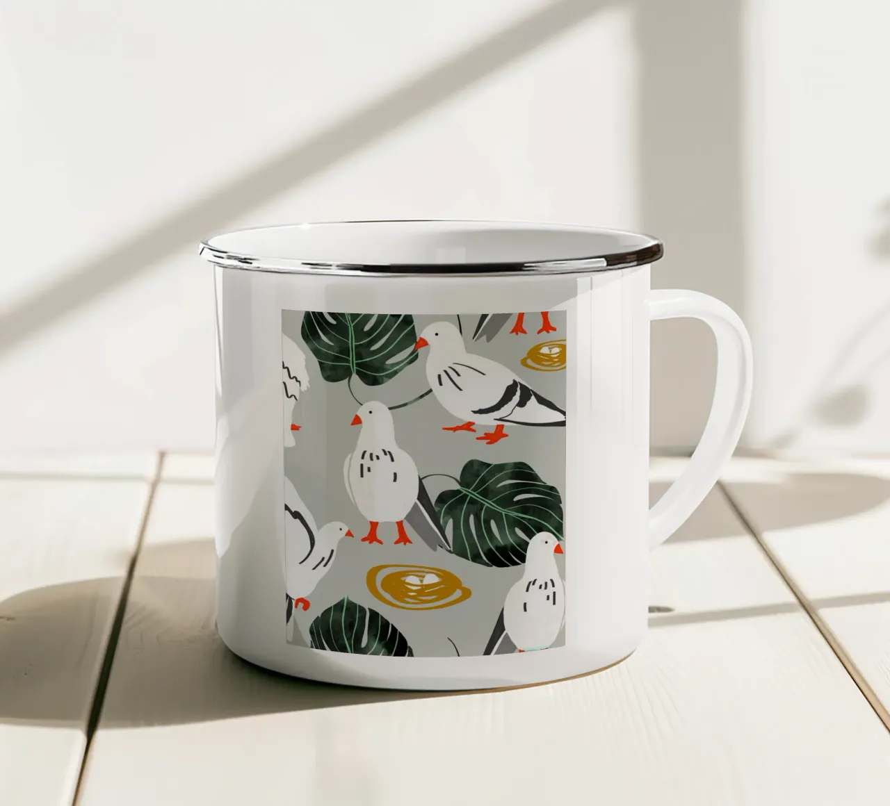 Piccioni bianchi tazza in smalto da 83oranges