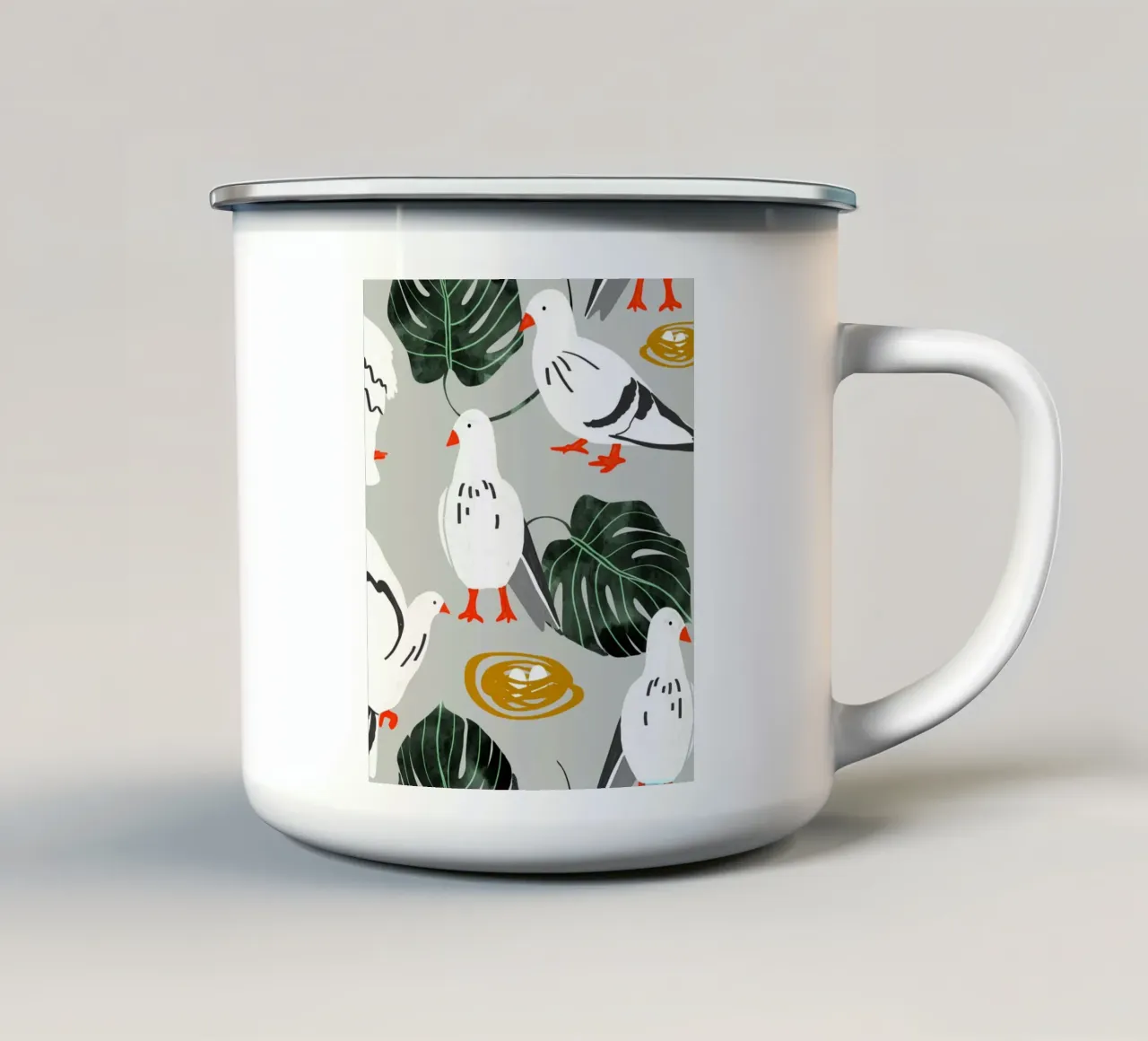 Piccioni bianchi tazza in smalto da 83oranges