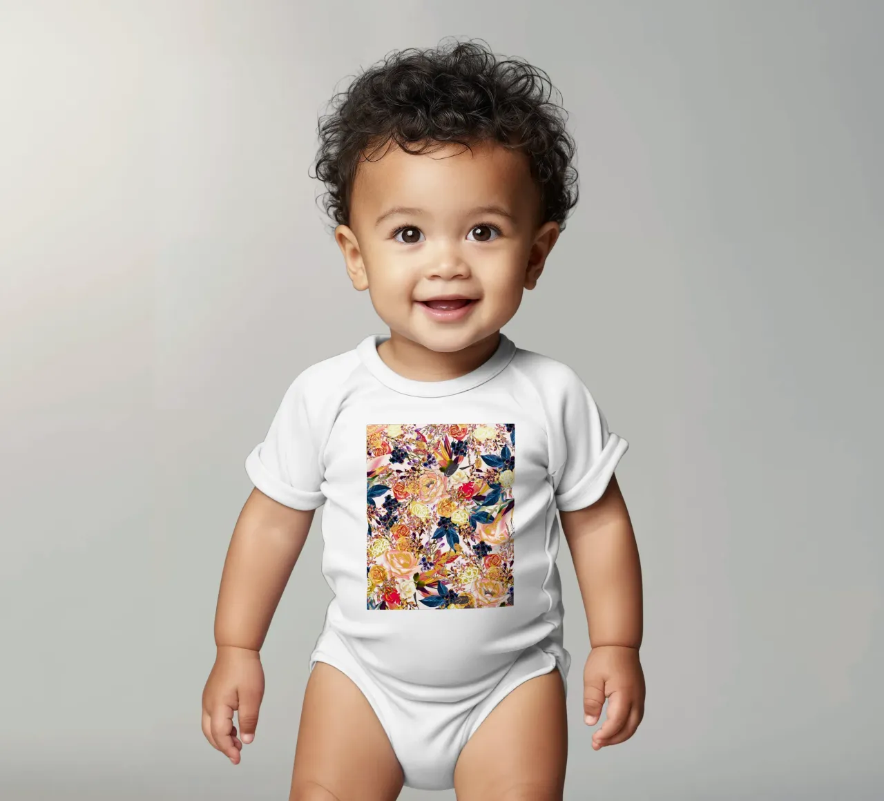 Floreale rustico body neonato maniche corte da 83oranges
