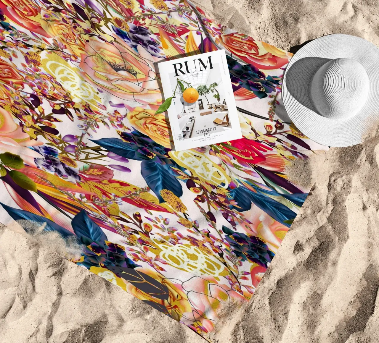 Floreale rustico telo mare da 83oranges.com