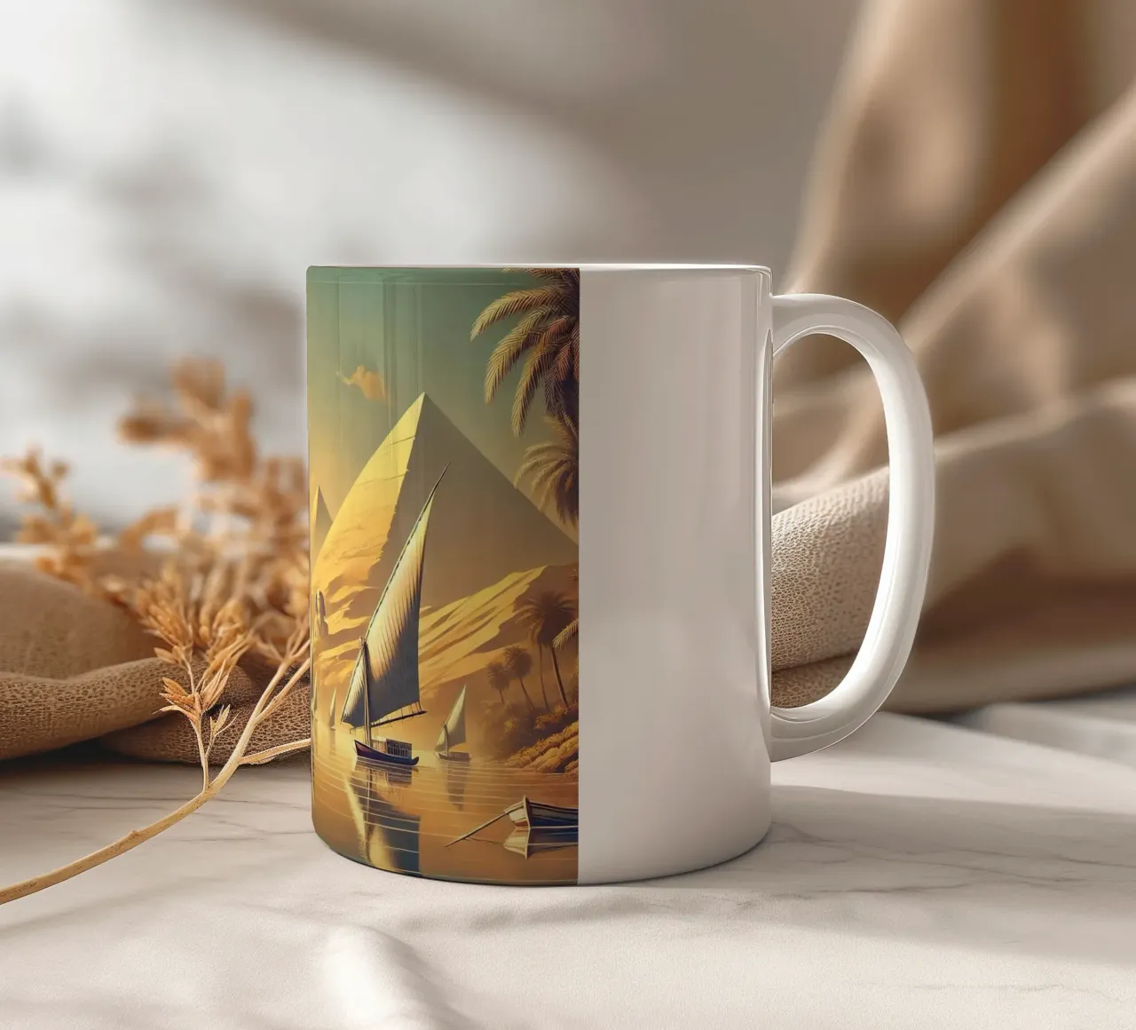 Poster d'epoca sull'Egitto, fiume Nilo tazza in ceramica da Wanderlust Vibes