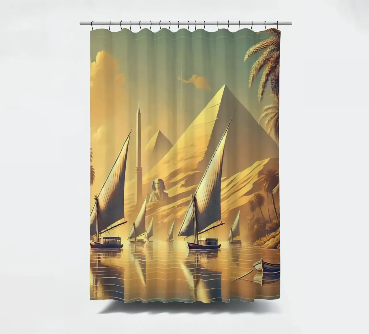Poster d'epoca sull'Egitto, fiume Nilo tenda da doccia da Wanderlust Vibes