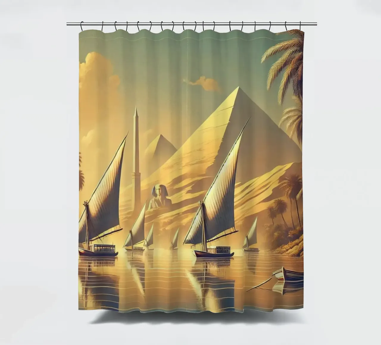 Poster d'epoca sull'Egitto, fiume Nilo tenda da doccia da Wanderlust Vibes