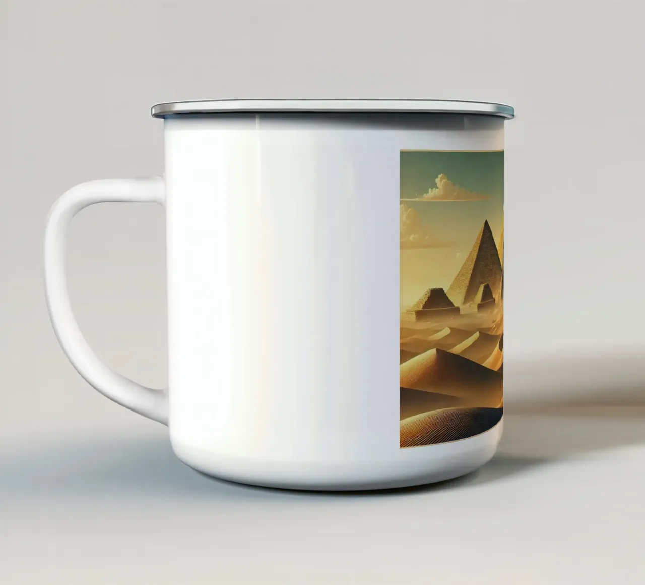 Poster d'epoca sull'Egitto, le piramidi di Giza tazza in smalto da Wanderlust Vibes