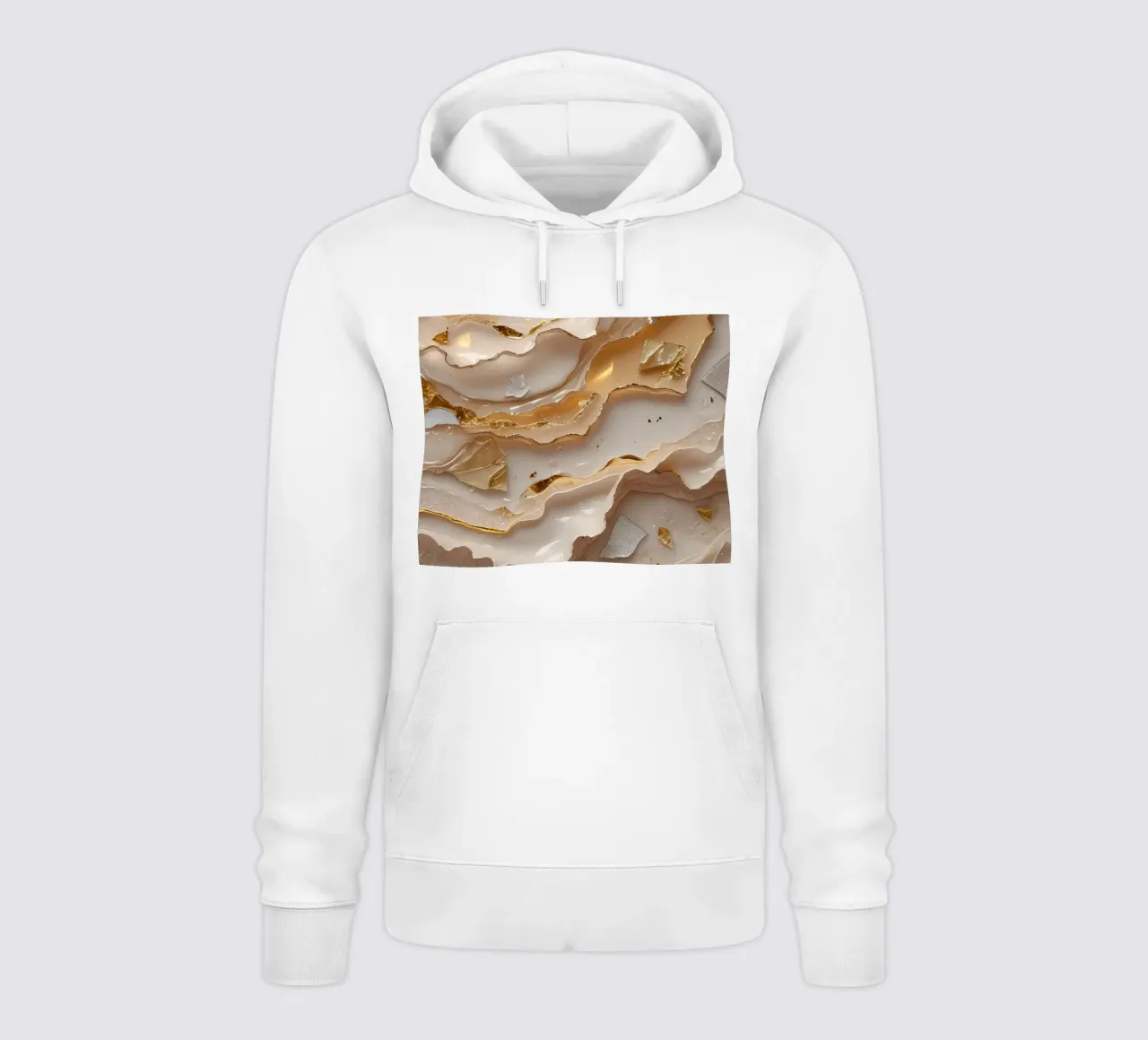 Vetro astratto beige oro e argento LikeTexture felpa con cappuccio da DesignDoodle