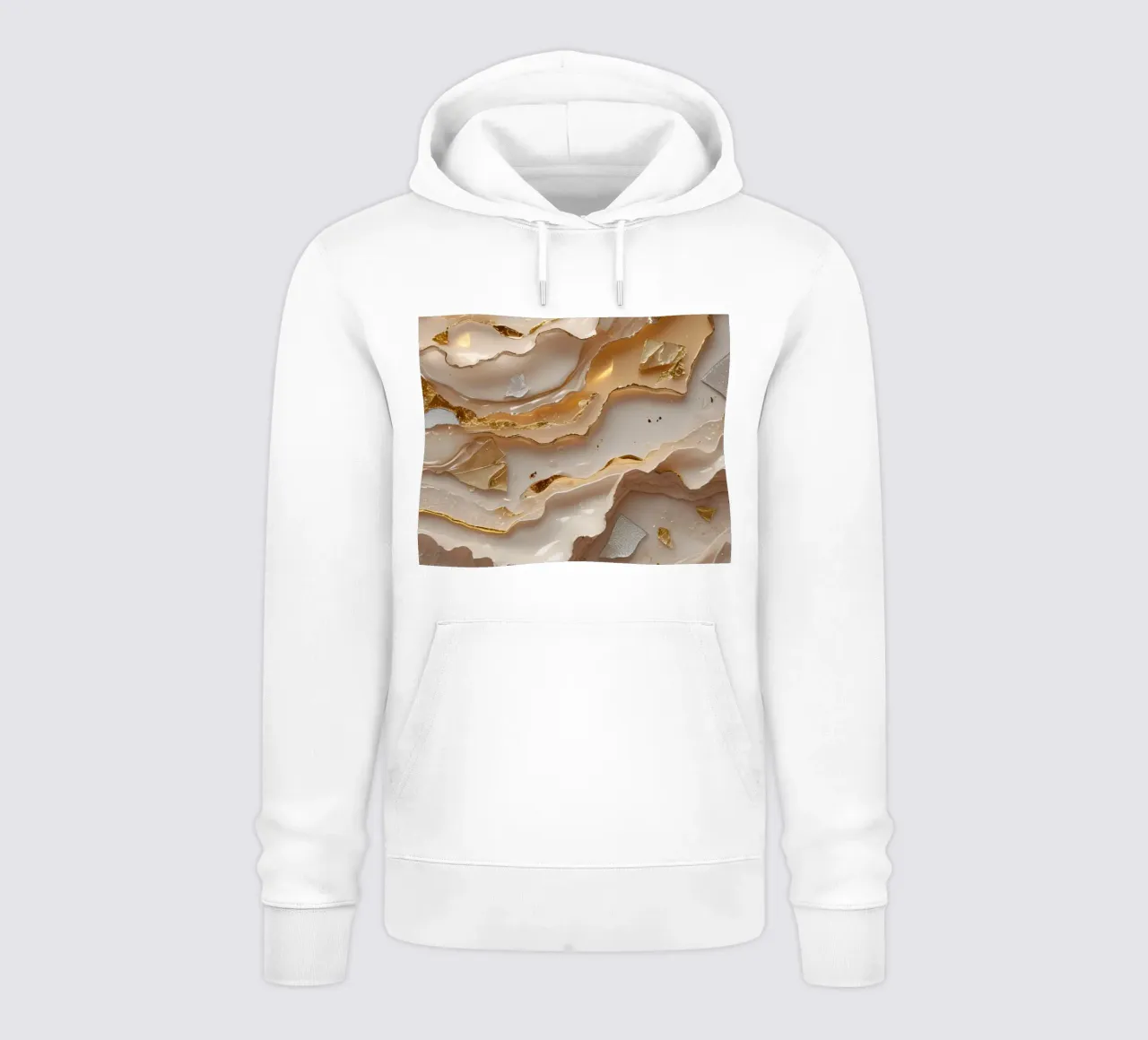 Vetro astratto beige oro e argento LikeTexture felpa con cappuccio da DesignDoodle